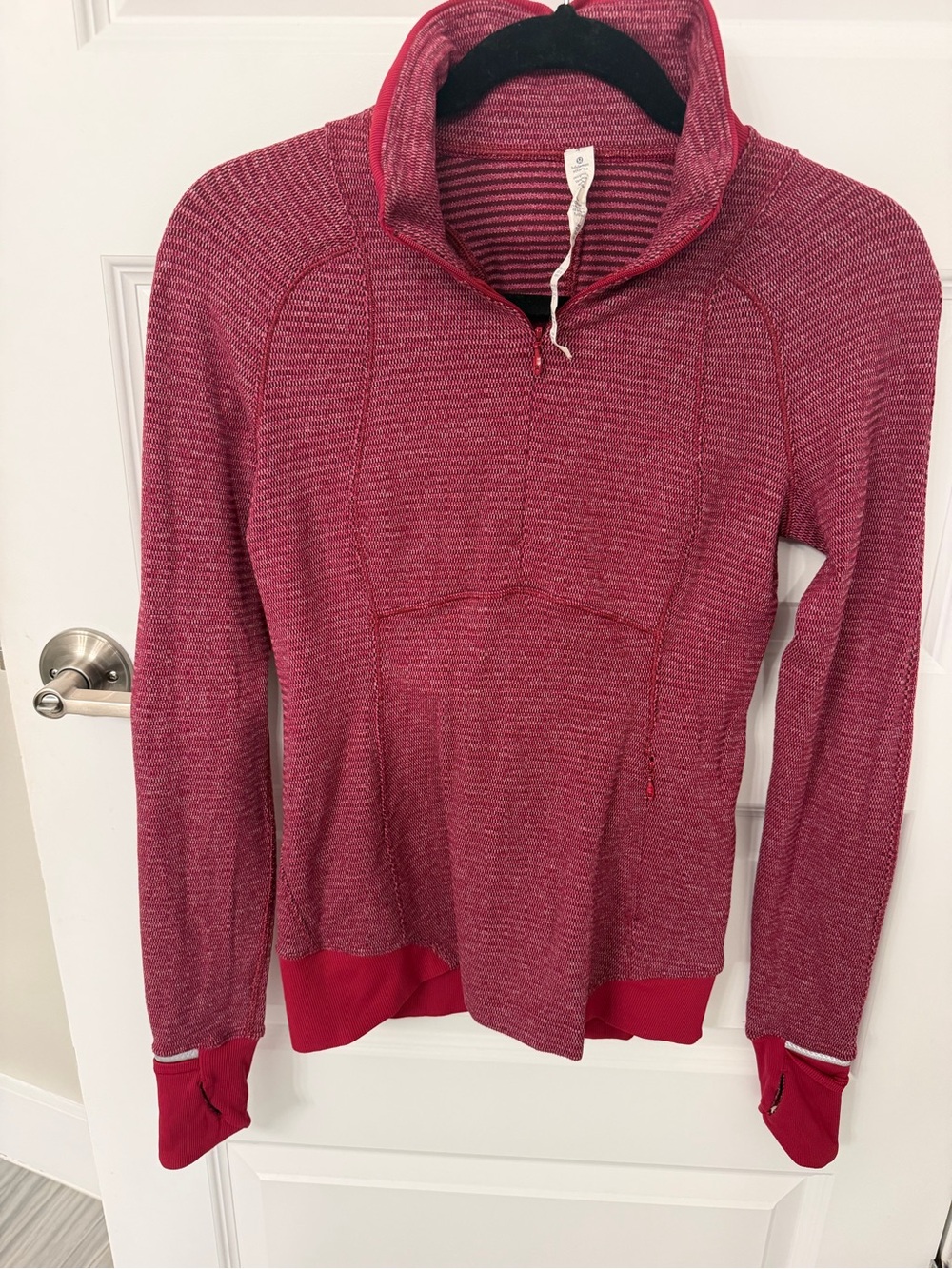 lululemon athletica Red Heather Half-Zip Cowl Pullover